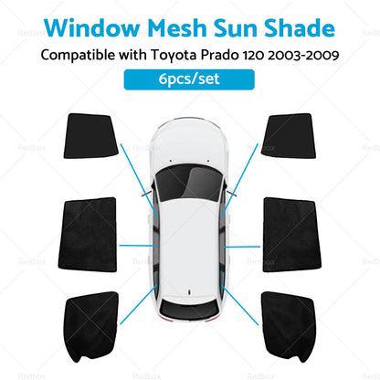 6x Foldable  Window Mesh Sun Shade Suitable For Toyota Prado 120 2003-2009-1