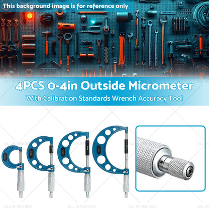 0-4in Outside Micrometer Set With Calibration Standards Wrench Accuracy Tool-2