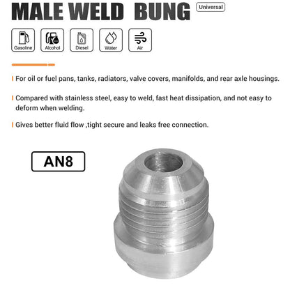 AN8 Male Aluminium Weld-On JIC Bungs x 2 Fitting -10AN JXSS032-10-A-4