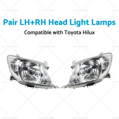 Pair LHRH Head Light Lamps Suitable for Toyota Hilux Ute 2008-2012 2WD 4WD-3