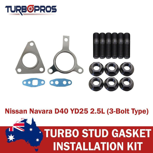 Turbo Installation Stud & Gasket Kit for Nissan Navara D40 YD25 2.5L 3-Bolt