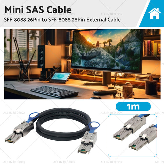 Mini SAS SFF-8088 26Pin to SFF-8088 26Pin External Cable Disk Array Line 1M-0