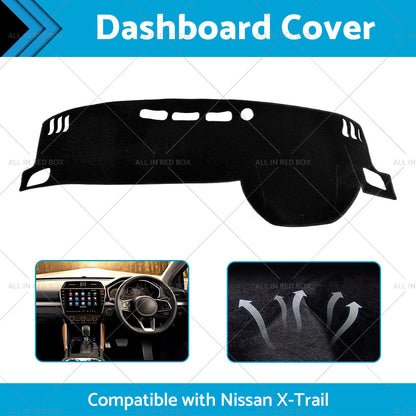 Black Non-Slip Dash Mat Suitable For Nissan X-Trail T33 Qashqai Dashboard Cover-1