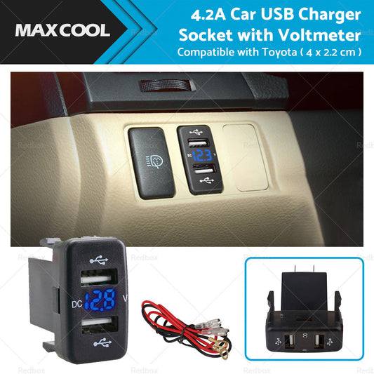 4. 2A Car Charger Socket Voltmeter Suitable For Toyota Hilux Prado Land Cruiser-0