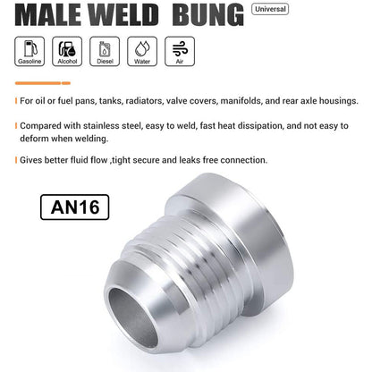 AN16 Male Aluminium weld on JIC bung fitting -16AN JXSS032 AU-2