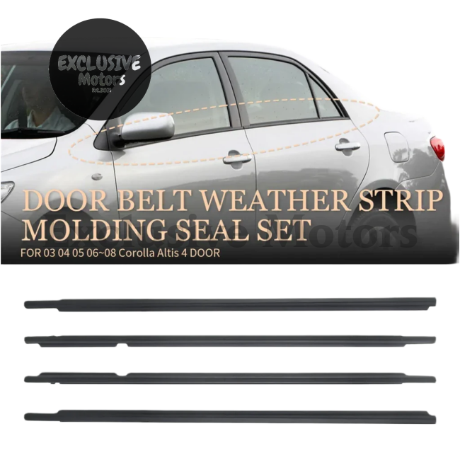 4Pcs Door Weather Strip Seal Set For 03-08 Toyota Corolla Hatch