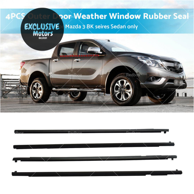 4PCS Outer Door Weather Window Rubber Seal for Mazda 3 BK Series Sedan