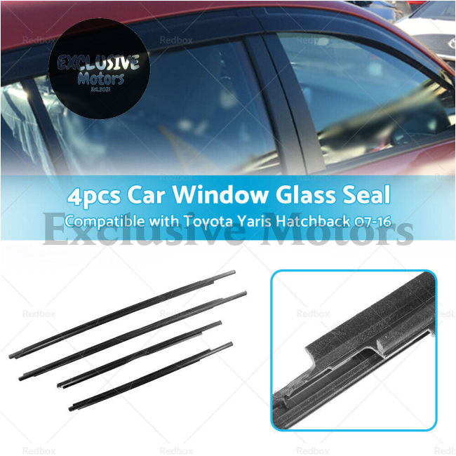 4PCS Window Glass Seal Weatherstrip for Toyota Yaris Hatchback (2007-2016)