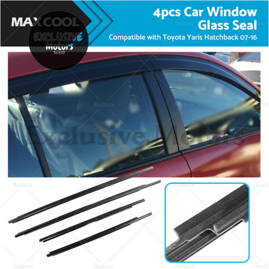 4PCS Window Glass Seal Weatherstrip for Toyota Yaris Hatchback (2007-2016)