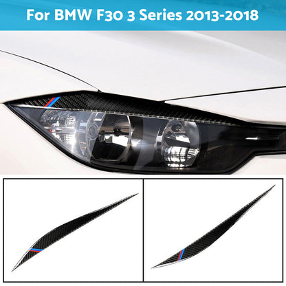 Carbon Fiber Eyelids Eyebrow Headlight Retrofit Accessories for BMW F30 3 Series-2