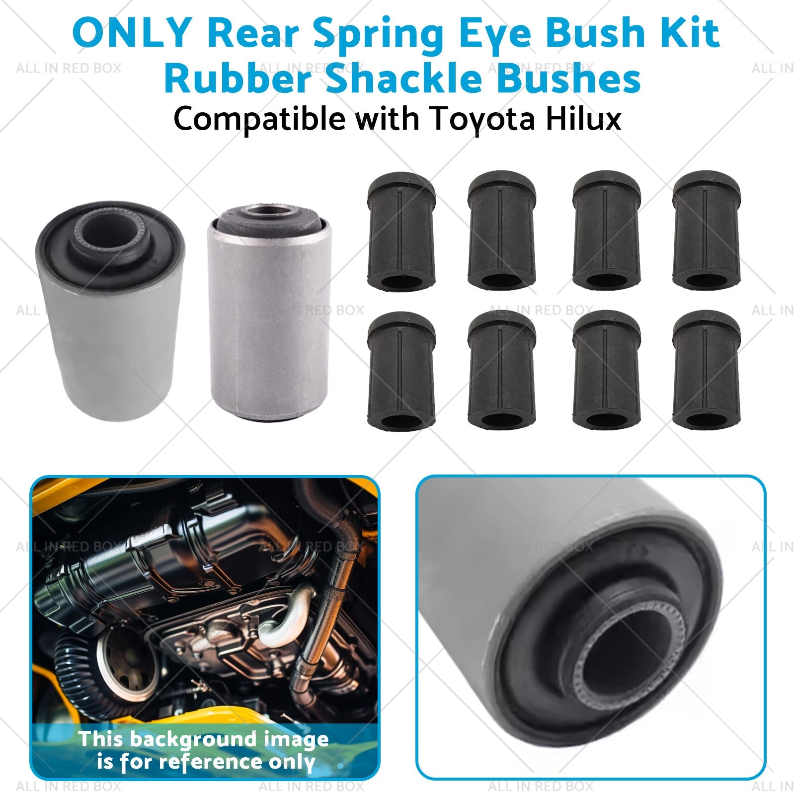 Rear Spring Eye Bush Kit Rubber Shackle Bushes Suitable for 91-04 Toyota Hilux-3