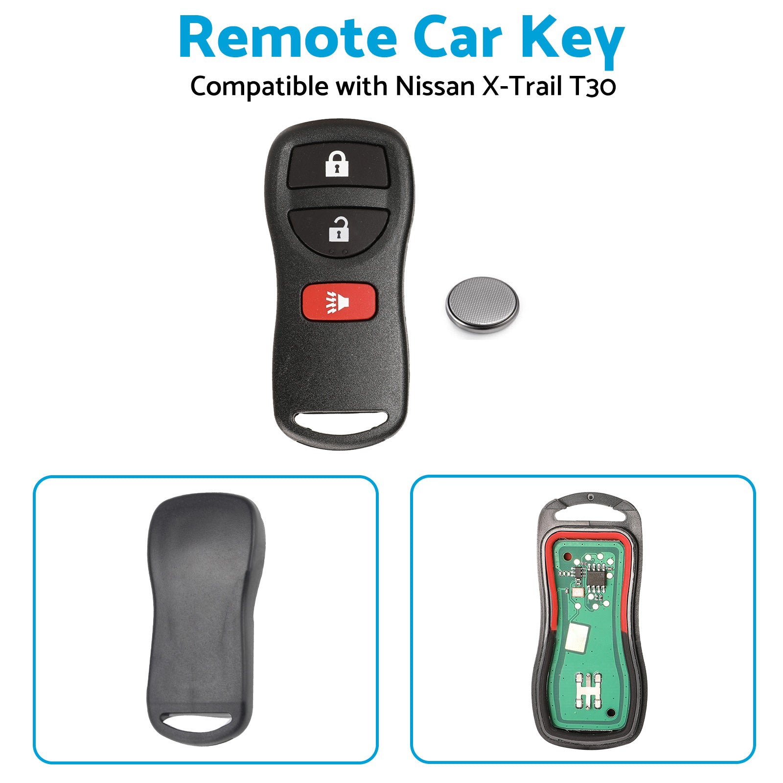 Remote Flip Car Key Suitable for Nissan X-Trail T30 2002-2007 433MHz Replacement-3