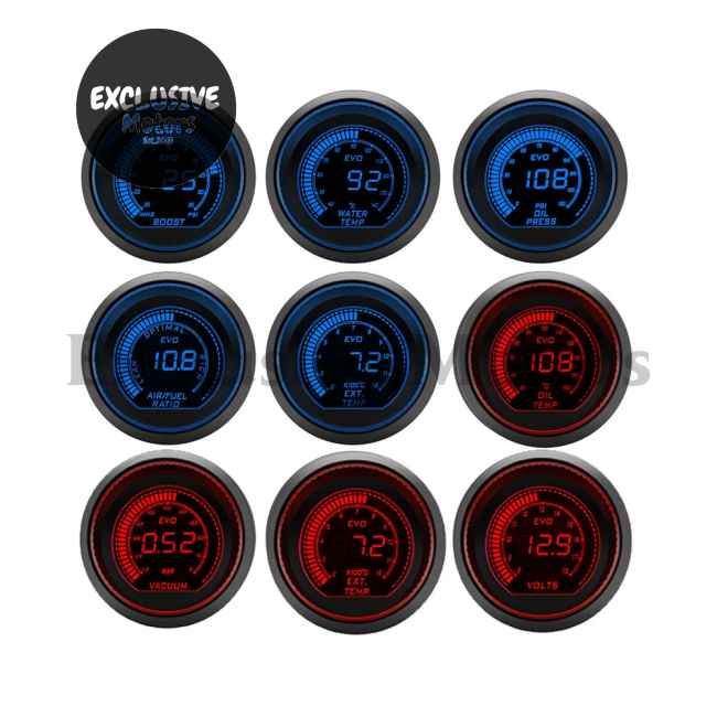 52Mm Water Temp Oil Voltmeter Vacuum Boost Air/Fuel Ratio Egt Gauge