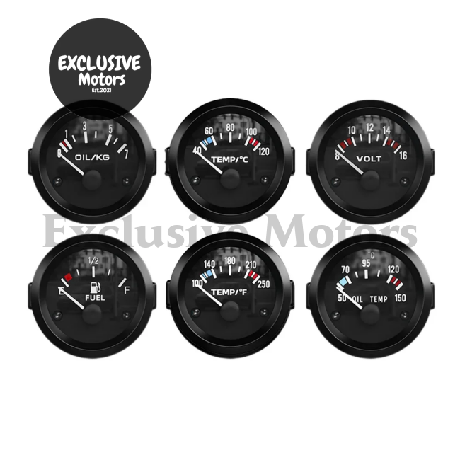 52Mm Water Temp Oil Voltmeter Vacuum Boost Air/Fuel Ratio Egt Gauge