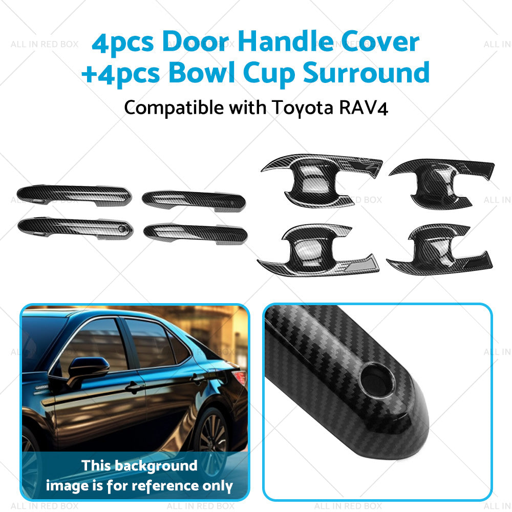 Carbon Fiber Door Handle Cover  Surrounds For Toyota RAV4 Hybrid Edge 2019-2023-3