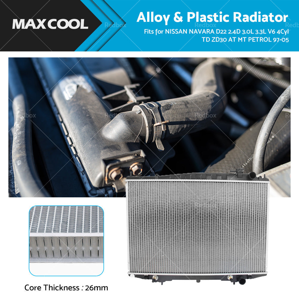 RADIATOR fit NISSAN NAVARA D22 2. 4D 3. 0L 3. 3L V6 4Cyl TD ZD30 AT MT PETROL 97-05-0