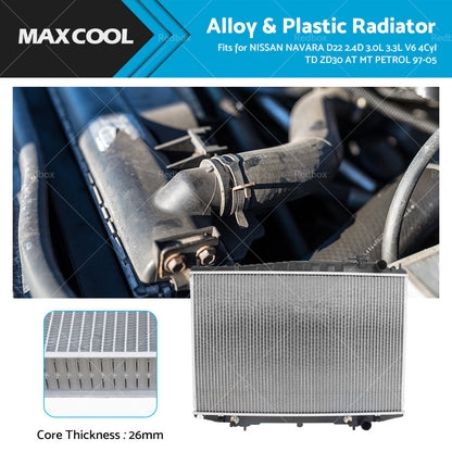 RADIATOR fit NISSAN NAVARA D22 2. 4D 3. 0L 3. 3L V6 4Cyl TD ZD30 AT MT PETROL 97-05-0