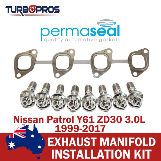 Permaseal Exhaust Manifold Titanium Stud & Gasket Kit for Nissan Patrol Y61 3.0L