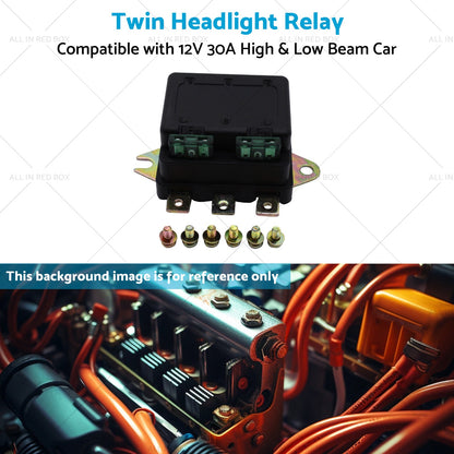 Universal Twin Headlight Relay 12V 30A High  and  Low Beam Car Accessory NLR-132