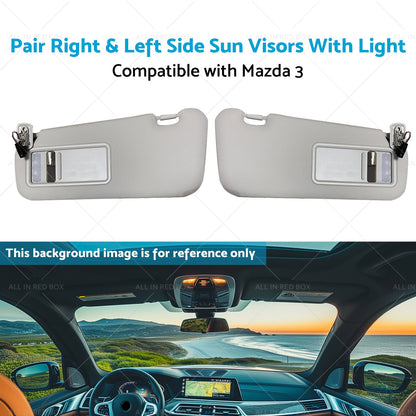 BBM369270C75 2x Right and Left Side Sun Visors With Light Suitable for 10-13 Mazda 3-4