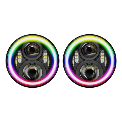 RGB Halo 7 inch LED Headlights Projector Hi Lo Beam DRL Suitable for Jeep GQ
