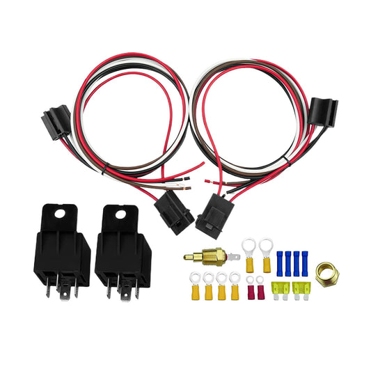 Dual Electric Fan Relay Kit 12V Thermostat Switch for Ford Mustang 1994-2004