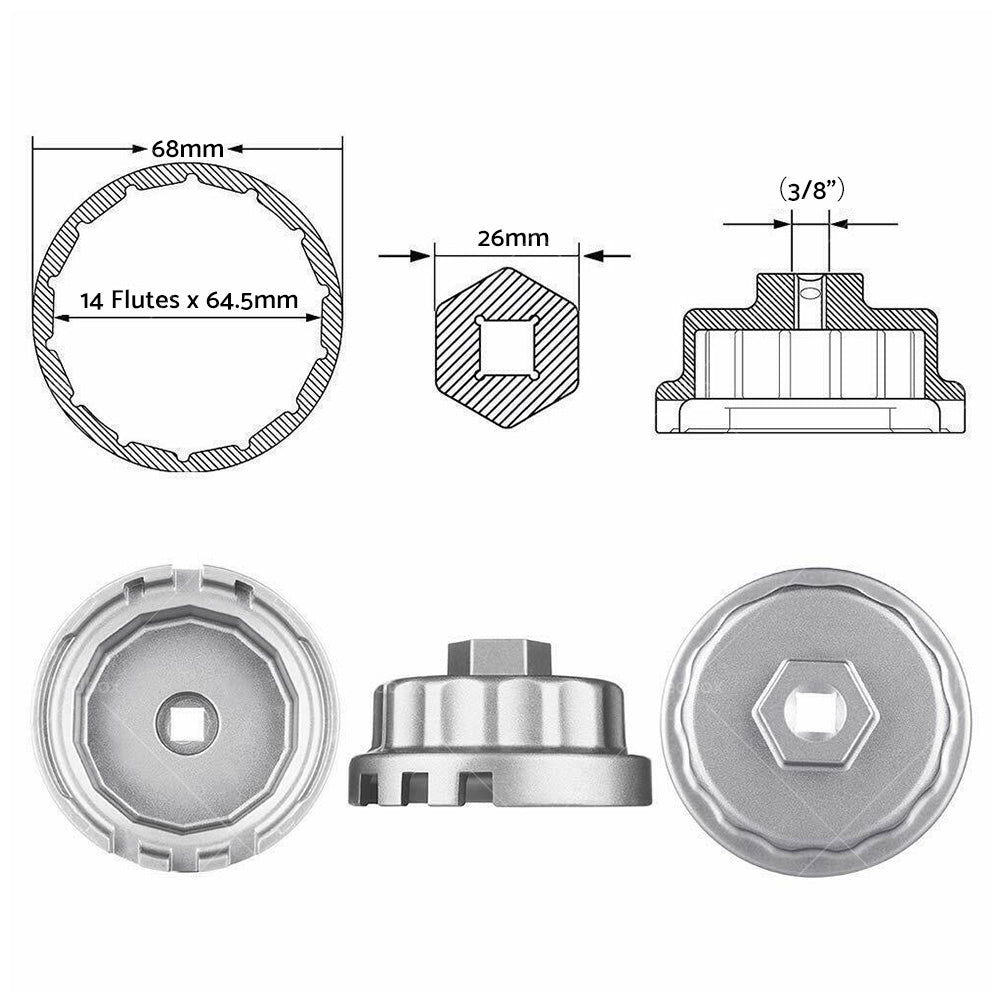 Oil Filter Wrench Cap Tool Suitable for Toyota RAV4 Camry 4Runner Kluger 2.5-5.7-3