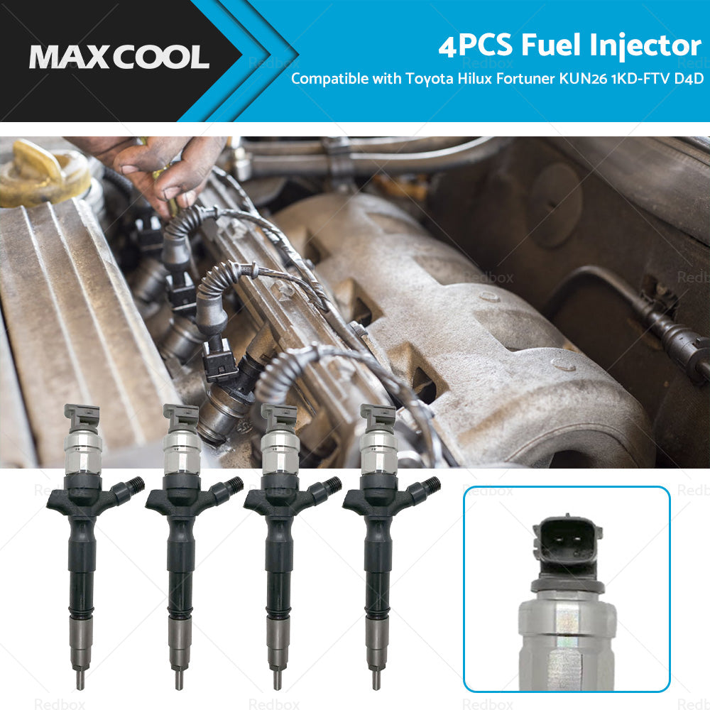 4X Diesel Fuel Injector Suitable for Toyota Hilux Fortuner KUN26 1KD-FTV D4D 3. 0-0