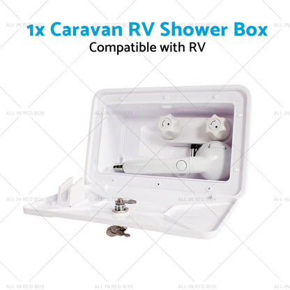 1 Set External RV Caravan Shower Box Exterior Faucet Camper Trailer Boat White-1