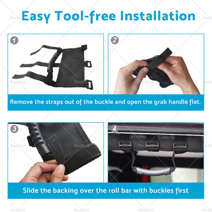 2PCS Off Road Roll Grab Bar Handles Suitable for Jeep Wrangler JT JL JK TJ Black-3