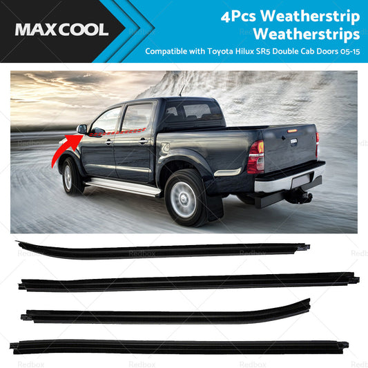 4x Window Moulding Trim Weather Strip Suitable For HILUX SR5 Double Cab 05-15-0