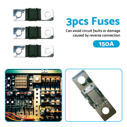 3PCS 150 AMP Mega Fuse Heavy Duty Dual Battery Mining System High Current 150A-4