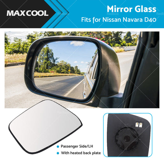 Left Side Mirror Glass w or  Heated Back Plate Suitable for Nissan Navara D40 05-15-0