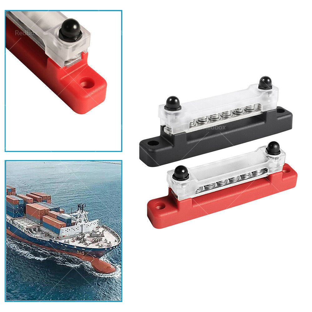 1 Red  and  1 black Bus Bar Power Distribution Terminal Block 6 Way 12V 150A Rated-4