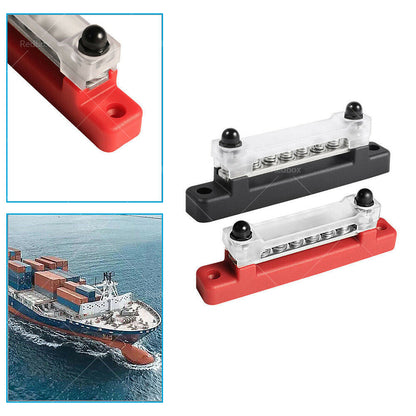 1 Red  and  1 black Bus Bar Power Distribution Terminal Block 6 Way 12V 150A Rated-4