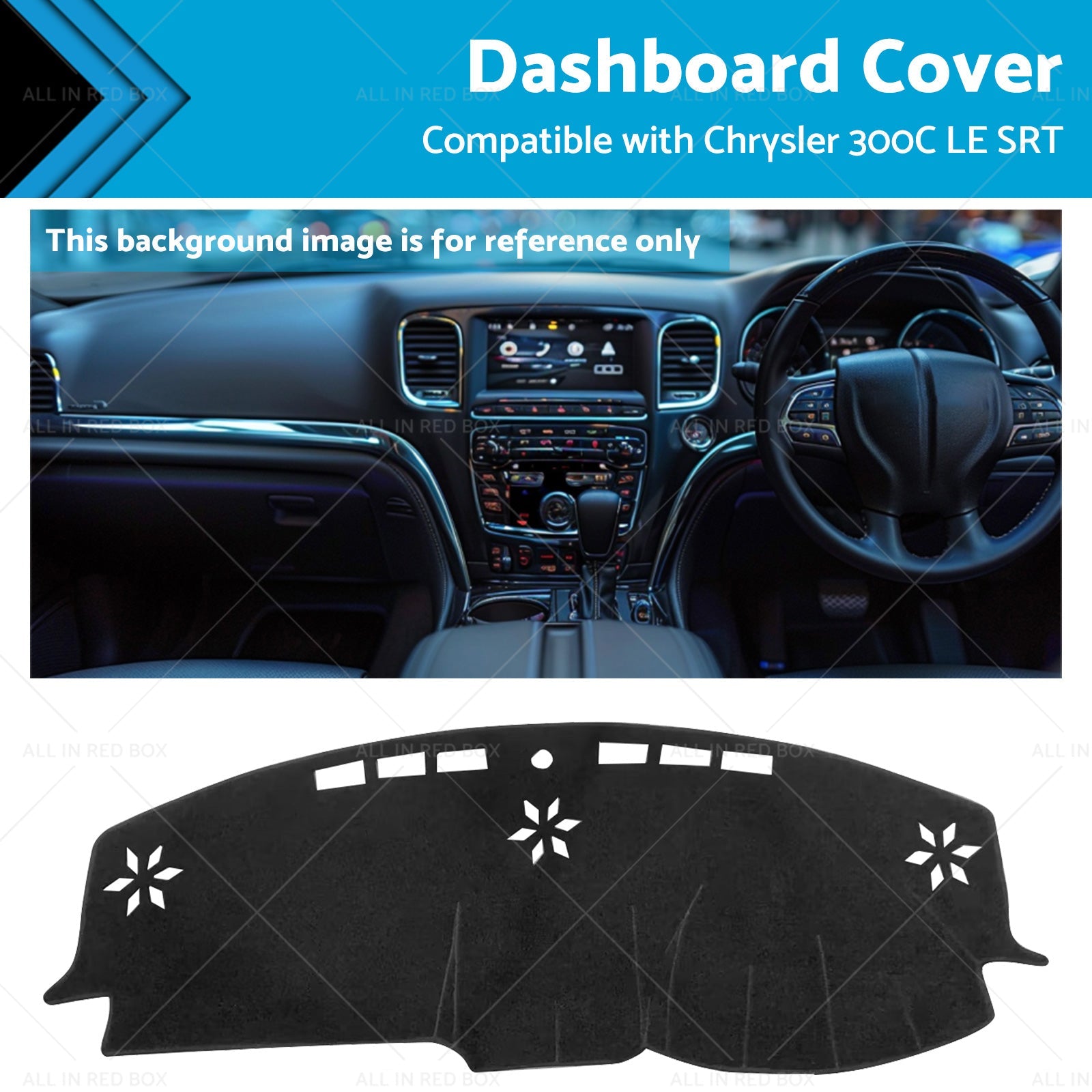Black Dash Mat Dashboard Cover Suitable for Chrysler 300C LE SRT 2005-03 or 2012-0