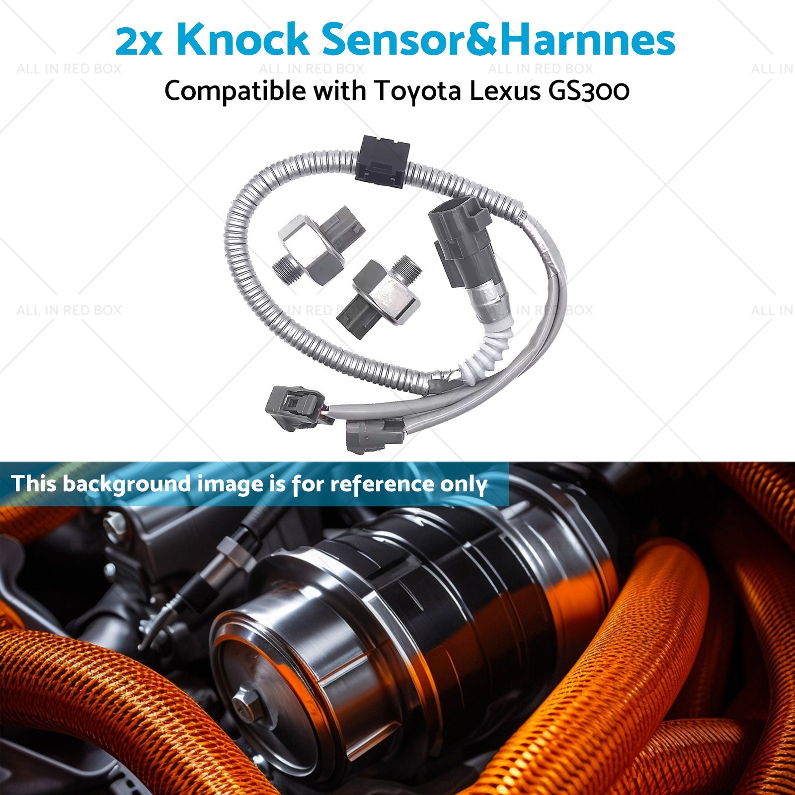 89615-12090 2x Knock Sensor and Harnnes Suitable for Toyota Lexus GS300 3. 0L 4Runner-4