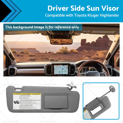 Right Driver Side Sun Visor W  Vanity Light SuitableFor Toyota Kluger 14-19 Gray-0