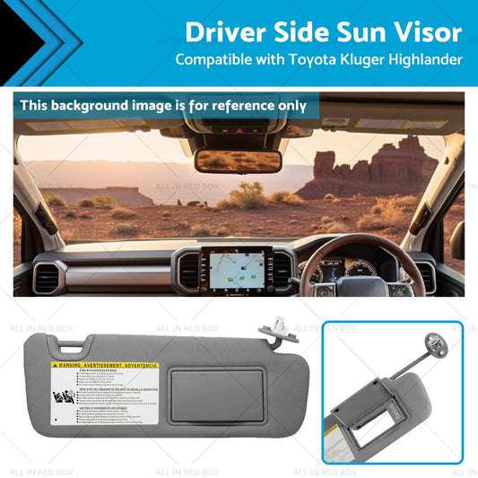 Right Driver Side Sun Visor W  Vanity Light SuitableFor Toyota Kluger 14-19 Gray-0