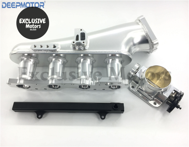 76mm Billet Intake Manifold with Fuel Rail and Throttle Body (Silver) for Nissan S14, S15 SR20DET