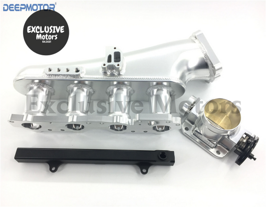 76mm Billet Intake Manifold with Fuel Rail and Throttle Body (Silver) for Nissan S14, S15 SR20DET