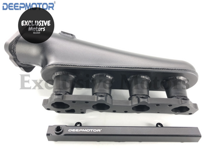 76mm Billet Intake Manifold with Fuel Rail and Throttle Body (Black) for Nissan S14, S15 SR20DET