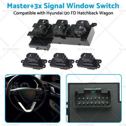 Master3x Signal Window Switch Suitable For Hyundai I30 FD Hatchback Wagon 07-12-4
