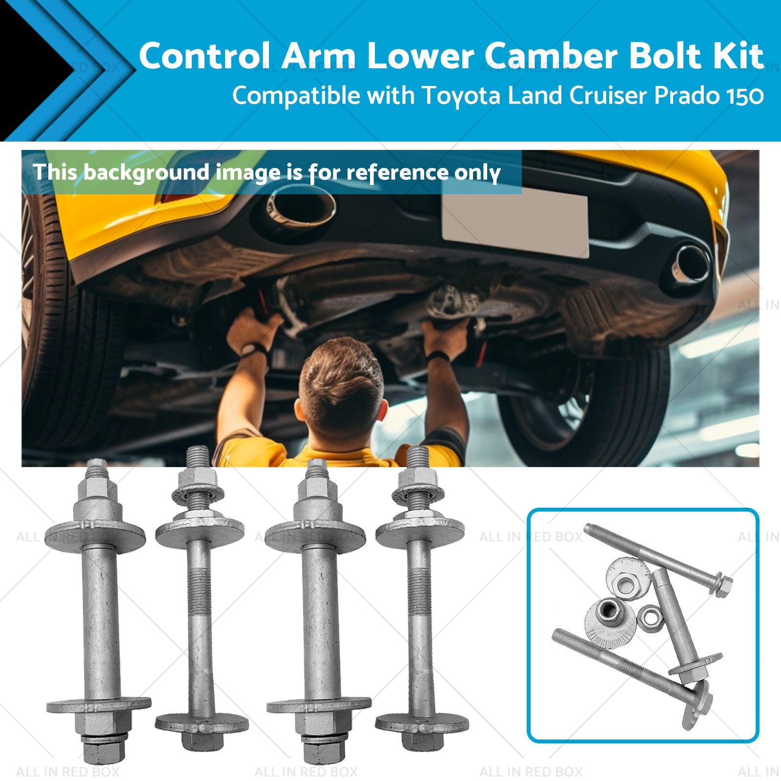 4x Control Arm Lower Camber Bolt Kit Suitable for Toyota Land Cruiser Prado 150-0