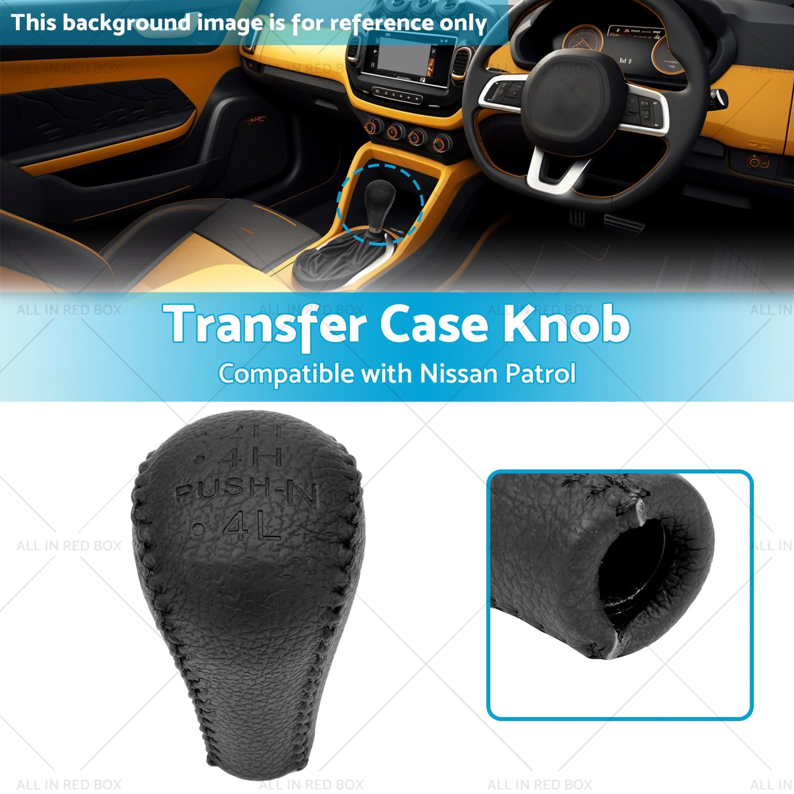 1PCS Black Leather Transfer Case Knob Suitable for Nissan Patrol GU Y61 GQ Y62-2