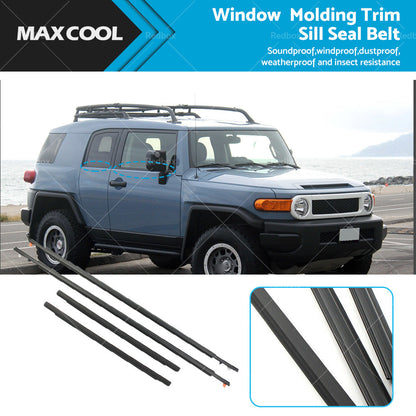 4x Door Auto Window Trim Moulding Belt Weatherstrip For Toyota 07-14 FJ Cruiser-0