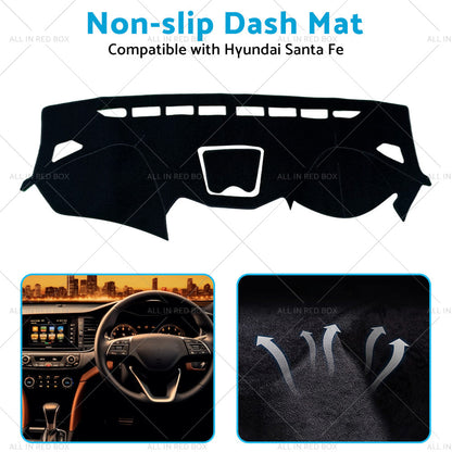 Non-Slip Dash Mat Suitable for Hyundai Santa Fe DM 2013-18 Dashboard Cover Black-4