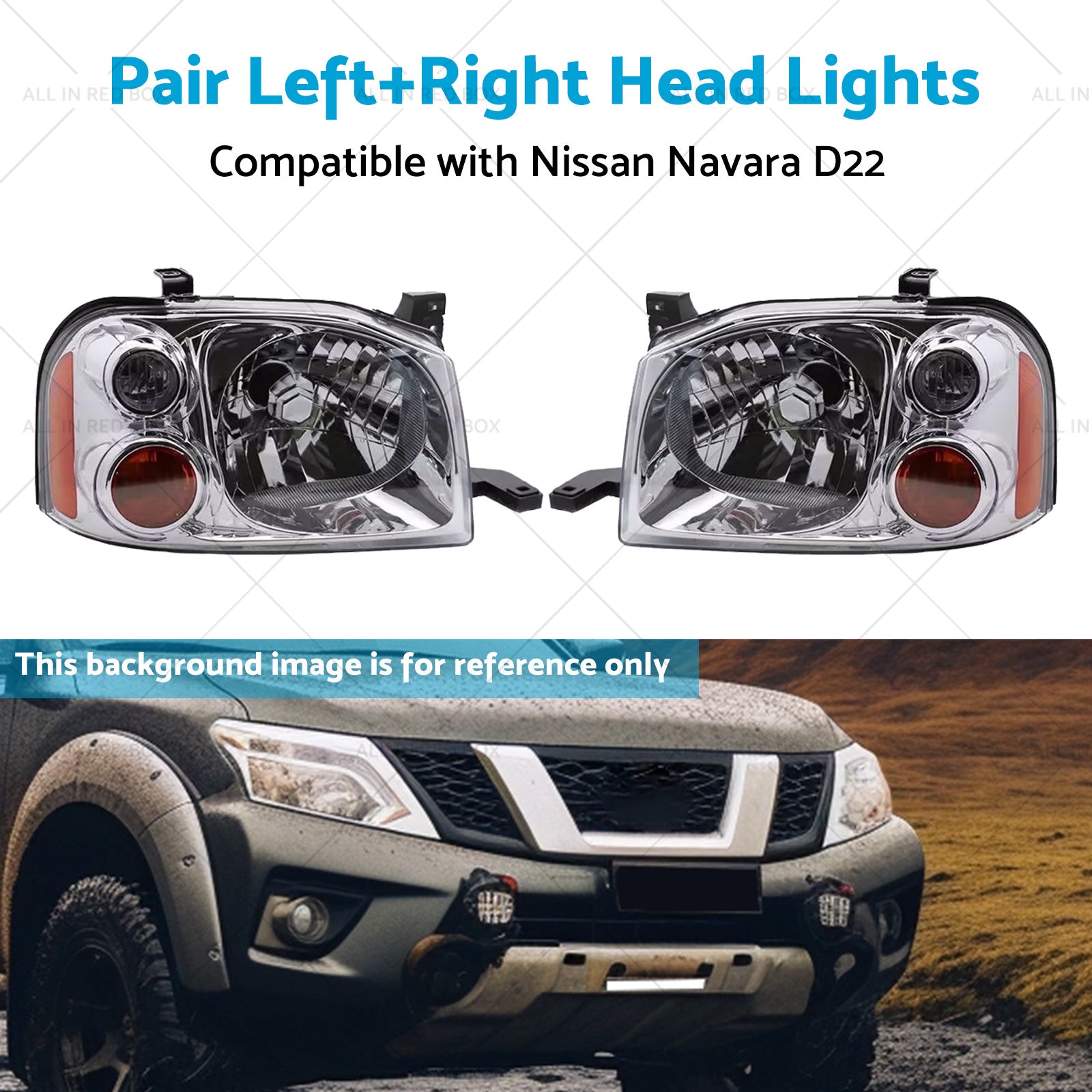LeftRight Pair Light Front Lamp Head Lights Suitablefor Nissan Navara D22 01-15-4