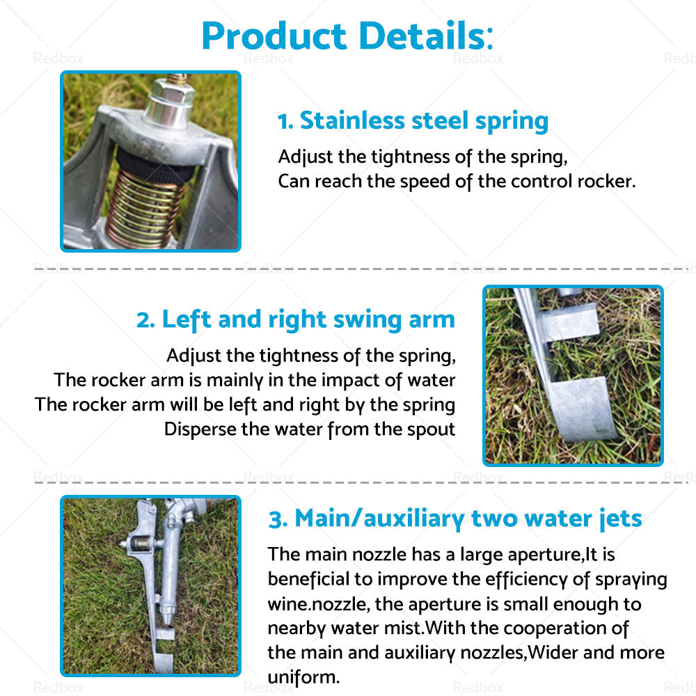 1'' Irrigation Spray Tool Sprinkler Large 360隆茫 Adjustable Impact Area Water-3