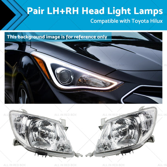 Pair LHRH Head Light Lamps Suitable for Toyota Hilux Ute 2008-2012 2WD 4WD-0